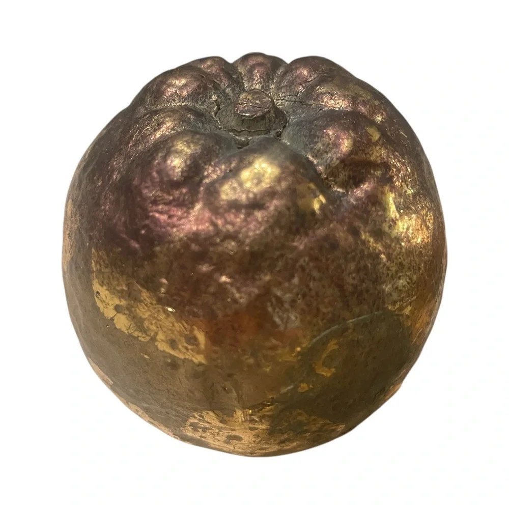 Vtg Gold Gilded Fruit Set Textured Apple Orange Banana Patina MCM Kitchen Decor - Picture 5 of 10